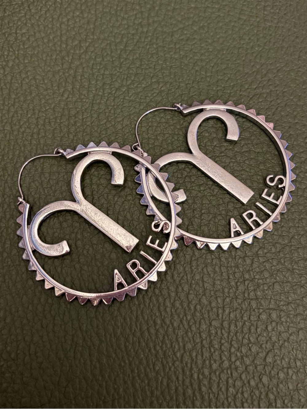 Aries Zodiac Hoop Earrings - Silver